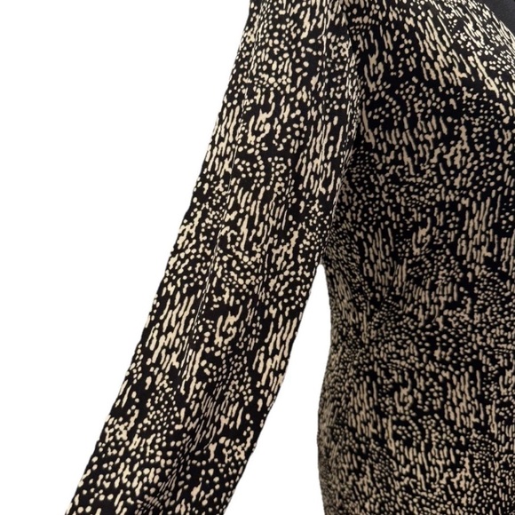 Chico’s Black & Tan Printed Tie Wrap Blouse, 3/4 Sleeves, Chico 1, US Medium - Picture 4 of 12